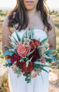 wood flower bridal bouquet