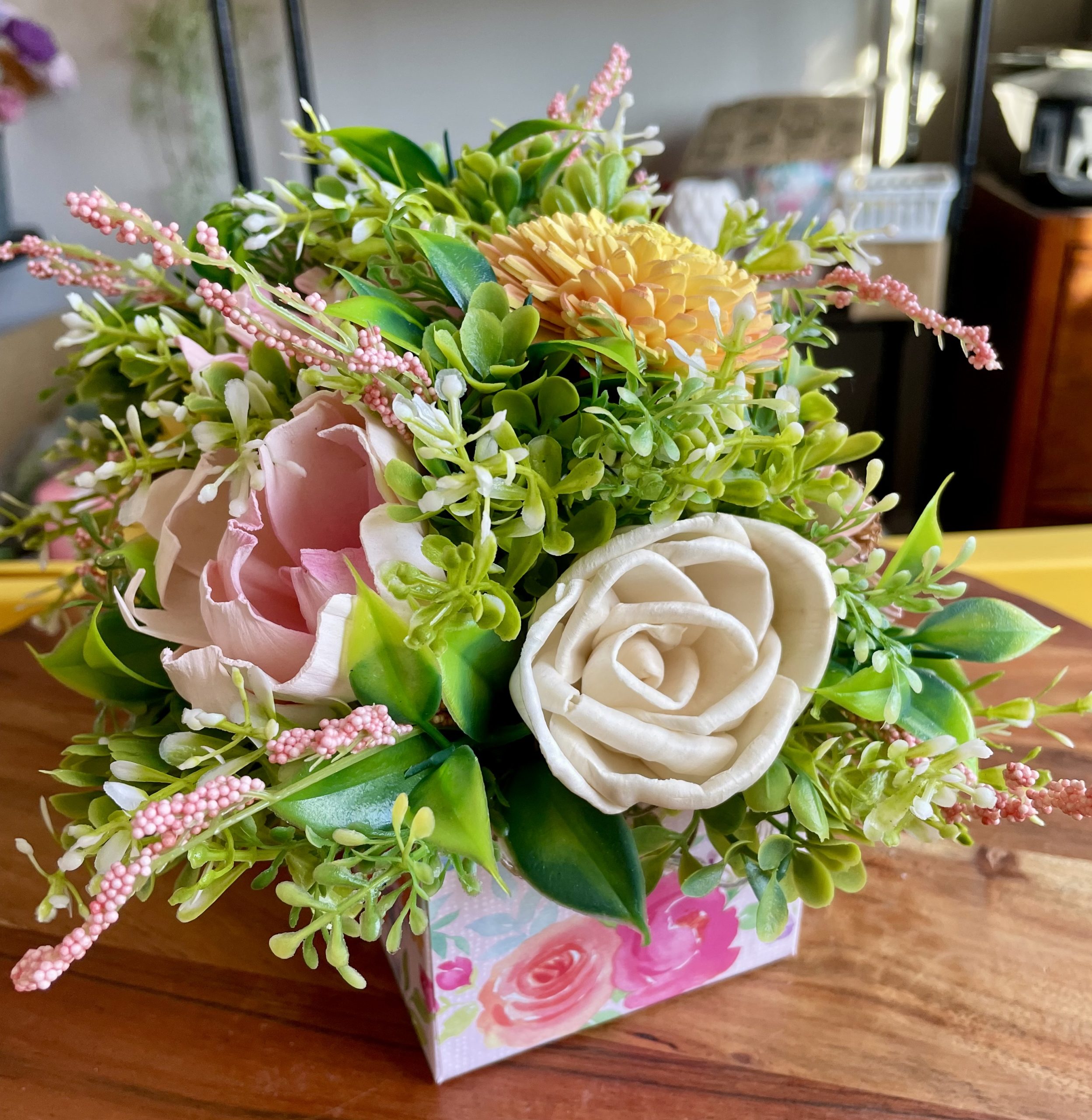 Spring Garden Wood Flower Arrangement - Image 4