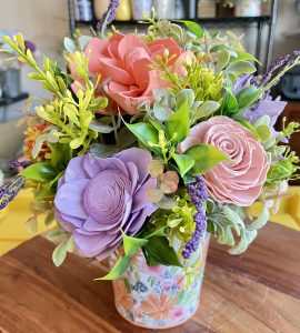 Joyful Blooms Wood Flower Arrangement