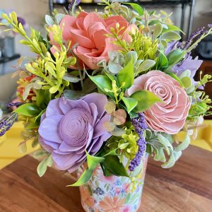 Joyful Blooms Wood Flower Arrangement