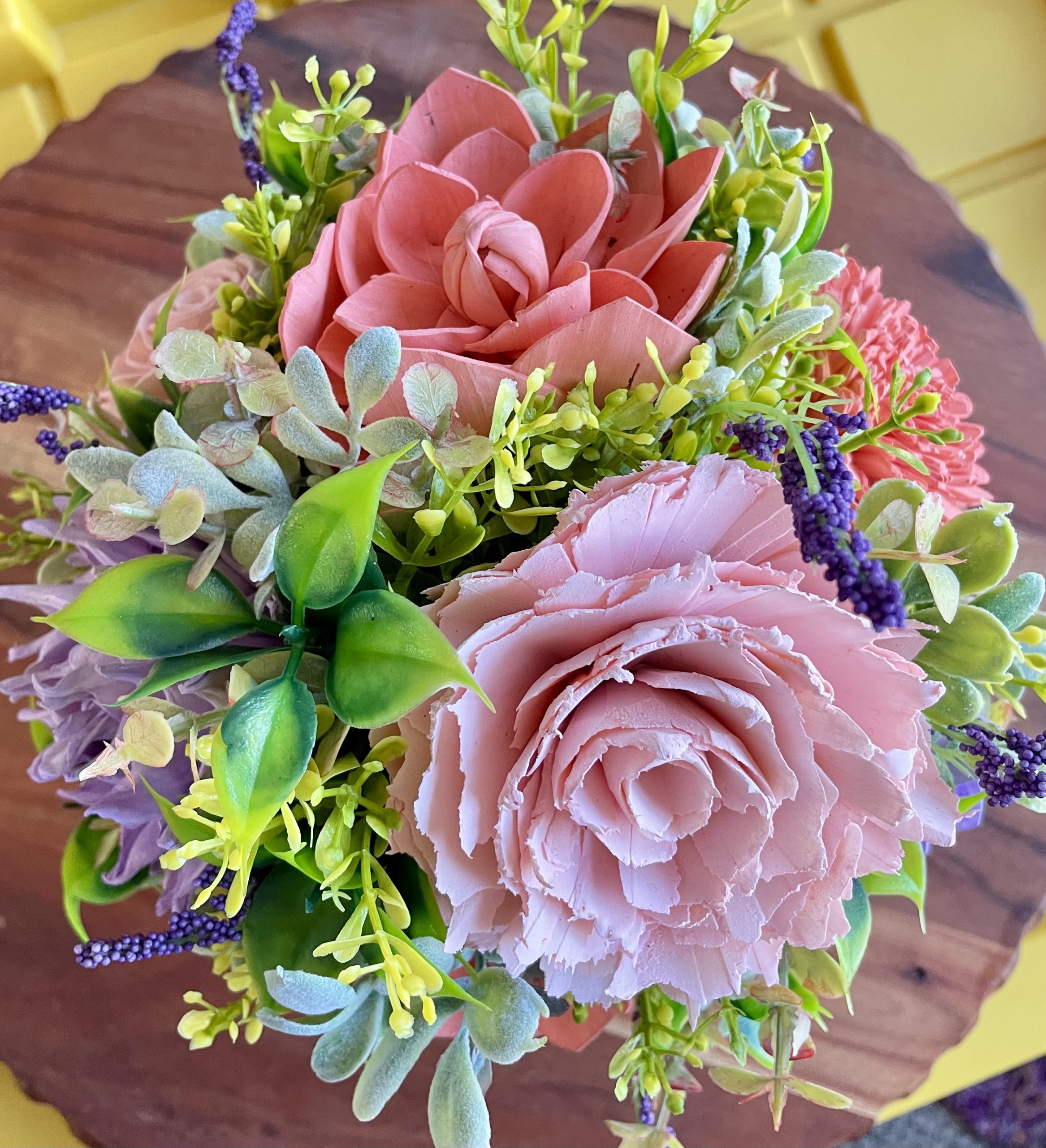 Joyful Blooms Wood Flower Arrangement - Image 5