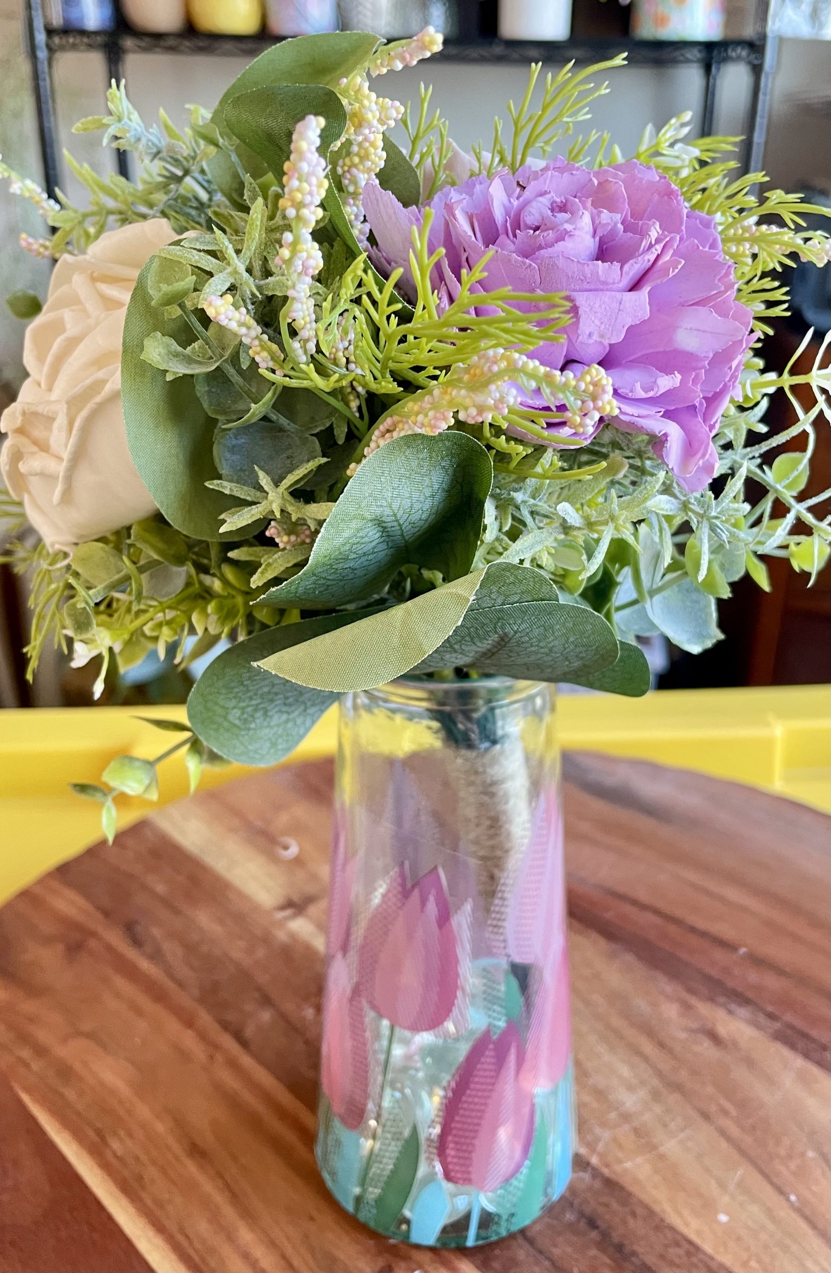 Tulip Vase Wood Flower Arrangement - Image 2