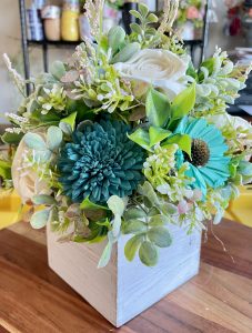 Emerald Bloom Wood Flower Arrangement