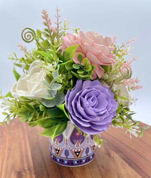 Spring Blossom Wood Flower Arrangement in Ceramic Pot