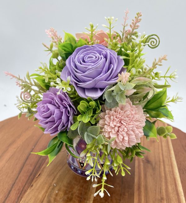 Spring Blossom Wood Flower Arrangement in Ceramic Pot - Image 4