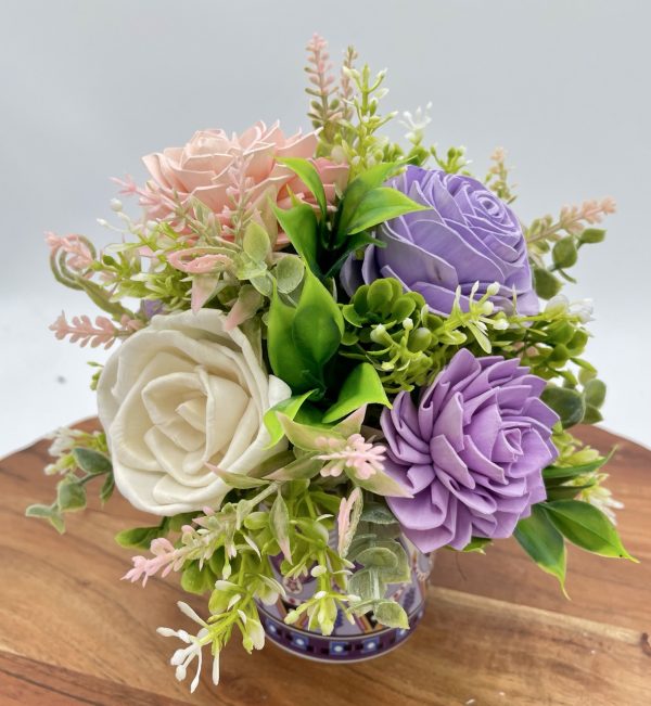 Spring Blossom Wood Flower Arrangement in Ceramic Pot - Image 5