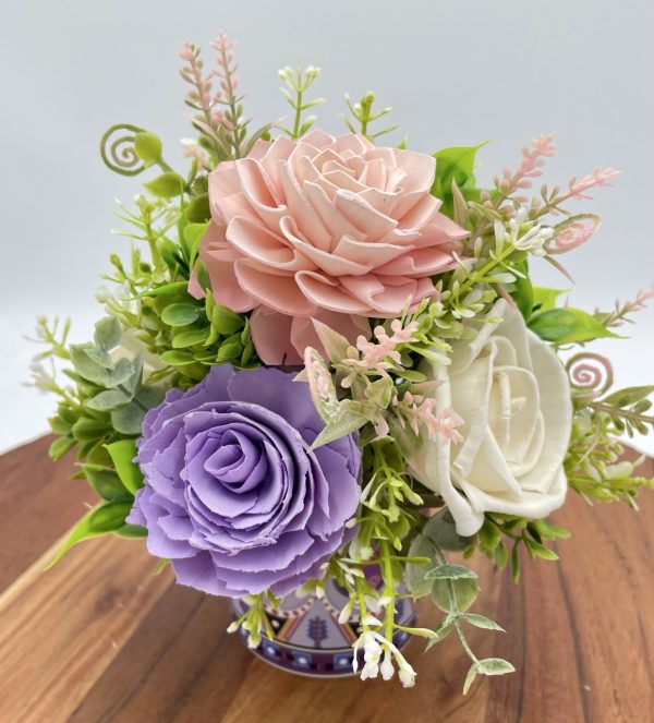 Spring Blossom Wood Flower Arrangement in Ceramic Pot - Image 6