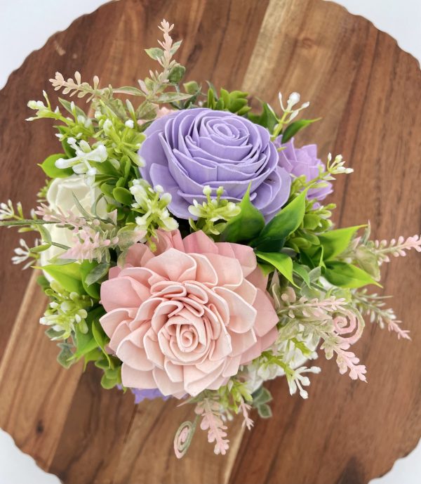 Spring Blossom Wood Flower Arrangement in Ceramic Pot - Image 7