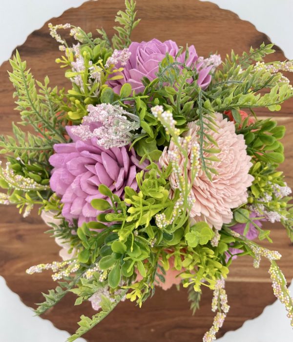 Wildflower Whimsy: Pink, Purple & Coral Wood Flower Arrangement - Image 7
