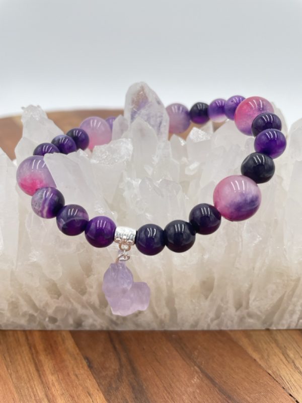 Eevee Evolution: Purple Fluorite & Agate Crystal Bracelet