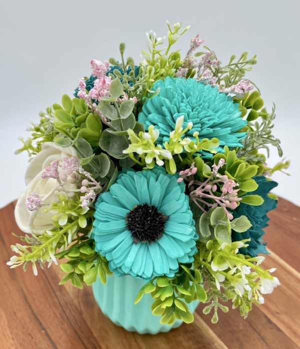 Coastal Bloom Wood Flower Arrangement - Image 3