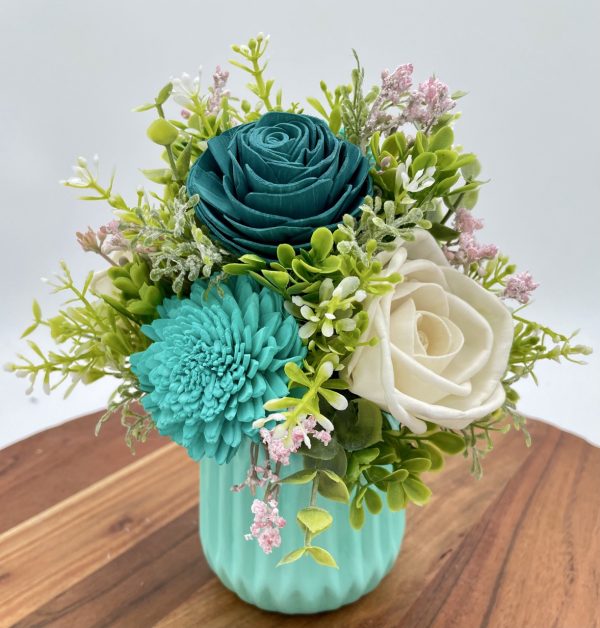 Coastal Bloom Wood Flower Arrangement - Image 4