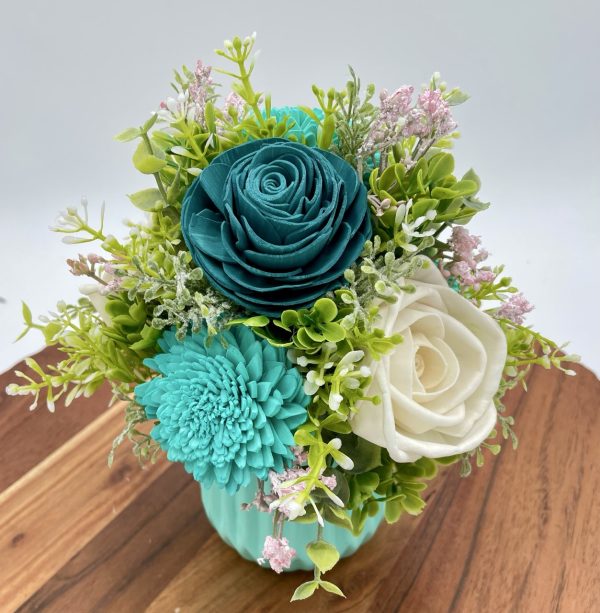 Coastal Bloom Wood Flower Arrangement - Image 5
