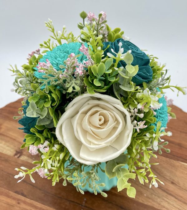 Coastal Bloom Wood Flower Arrangement - Image 7