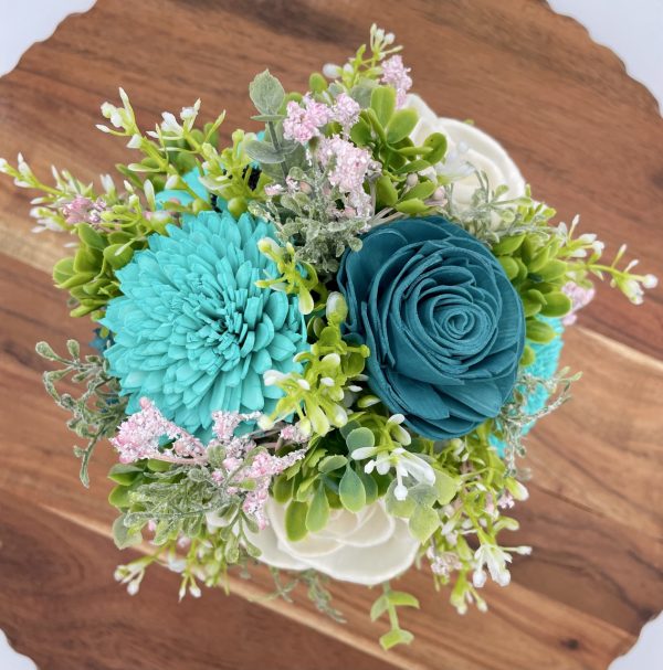 Coastal Bloom Wood Flower Arrangement - Image 8