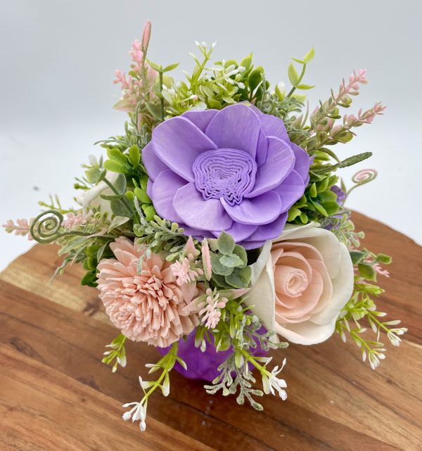 Violet Bloom Wood Flower Arrangement - Image 3