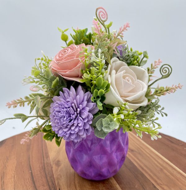 Violet Bloom Wood Flower Arrangement - Image 4