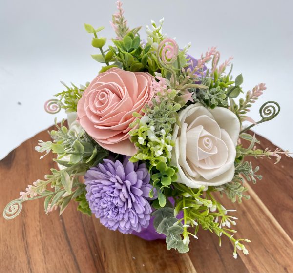 Violet Bloom Wood Flower Arrangement - Image 5