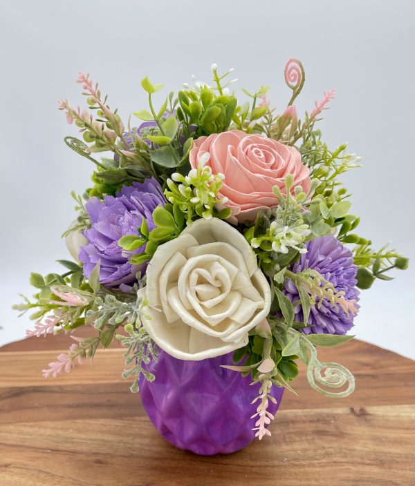 Violet Bloom Wood Flower Arrangement - Image 6