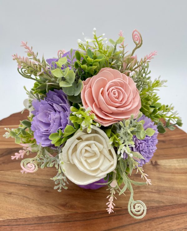 Violet Bloom Wood Flower Arrangement - Image 7