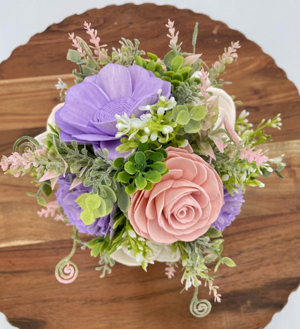 Violet Bloom Wood Flower Arrangement - Image 8