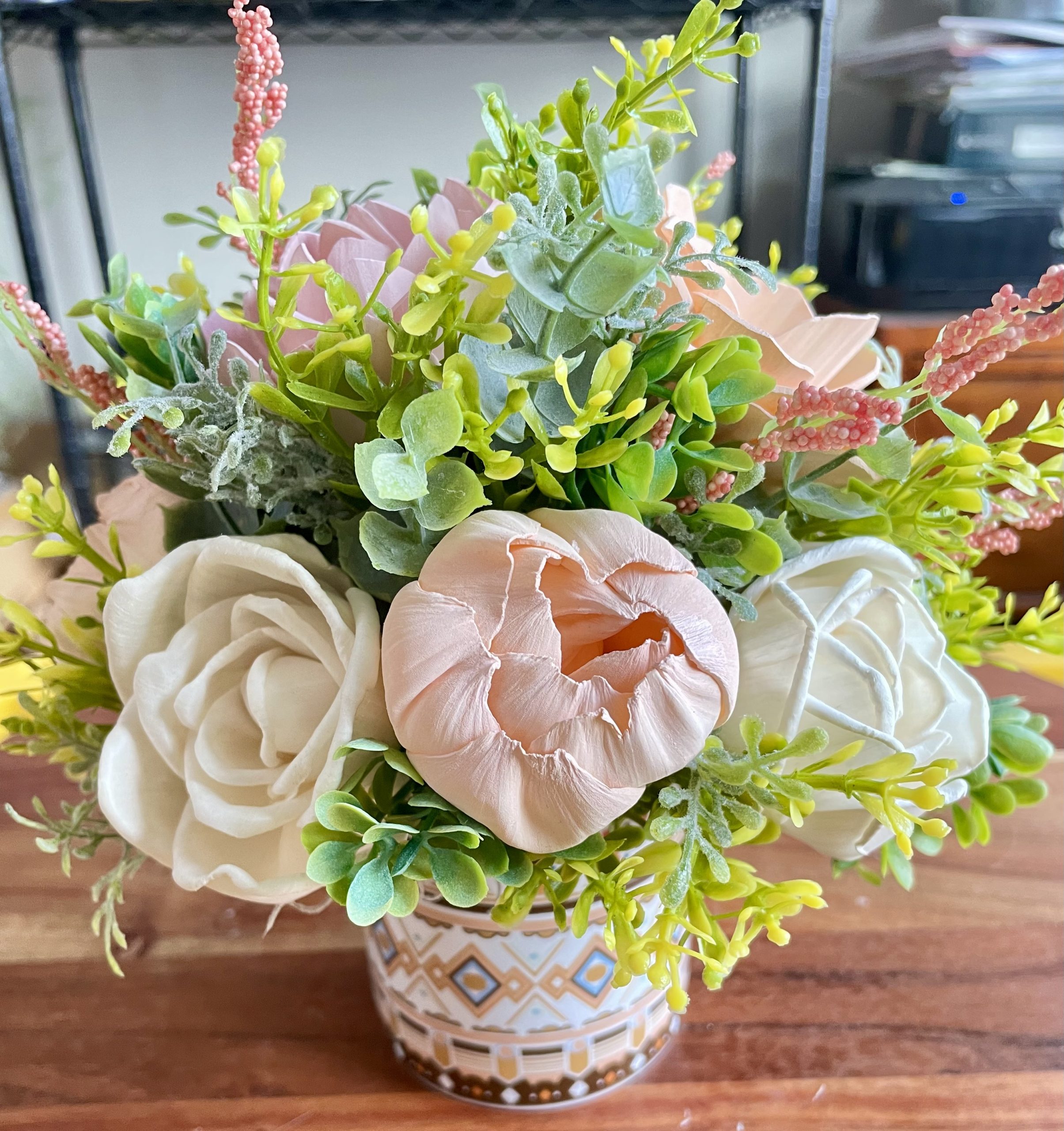 Blush Garden Wooden Floral Arrangement - Image 4