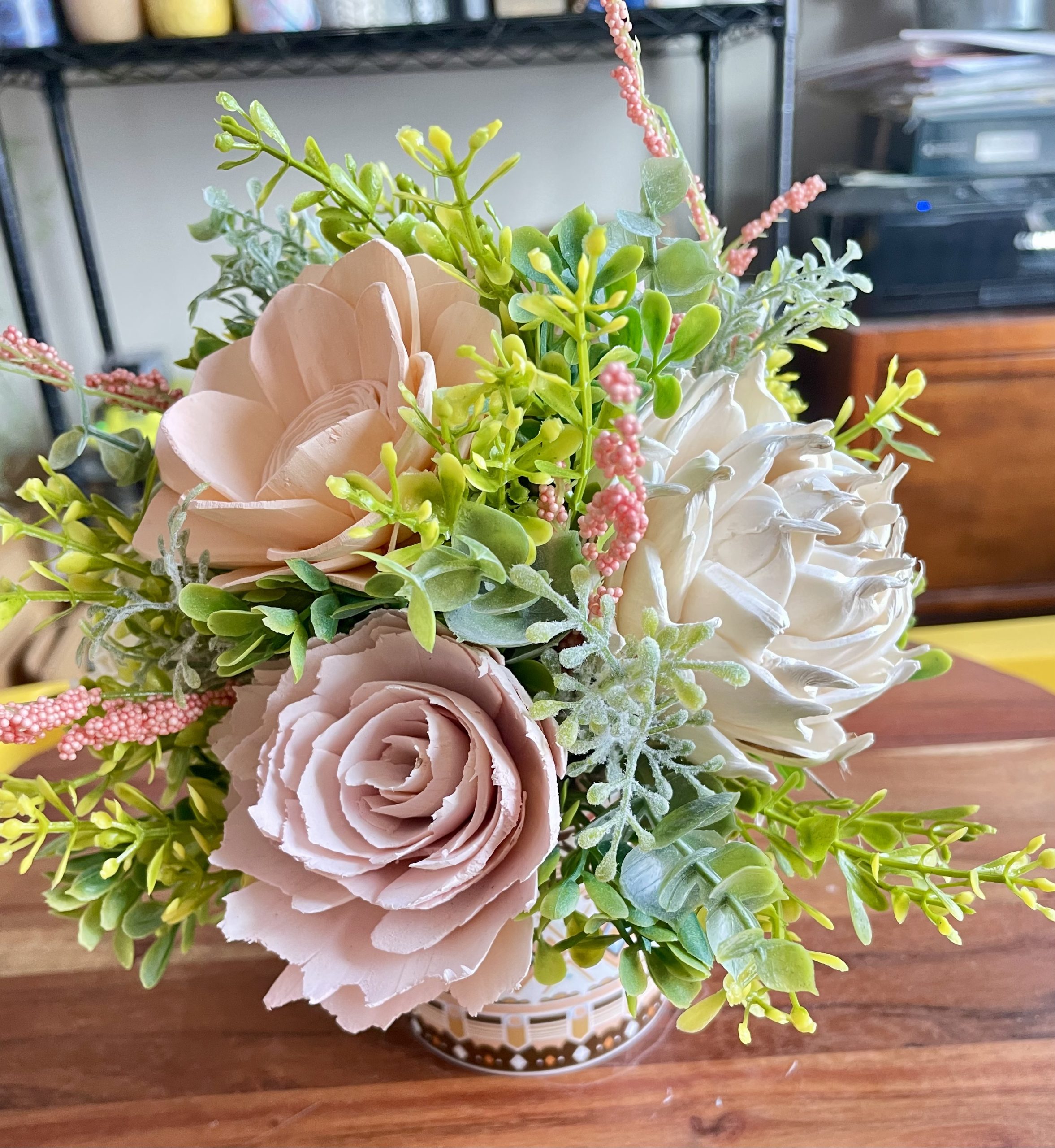 Blush Garden Wooden Floral Arrangement - Image 3