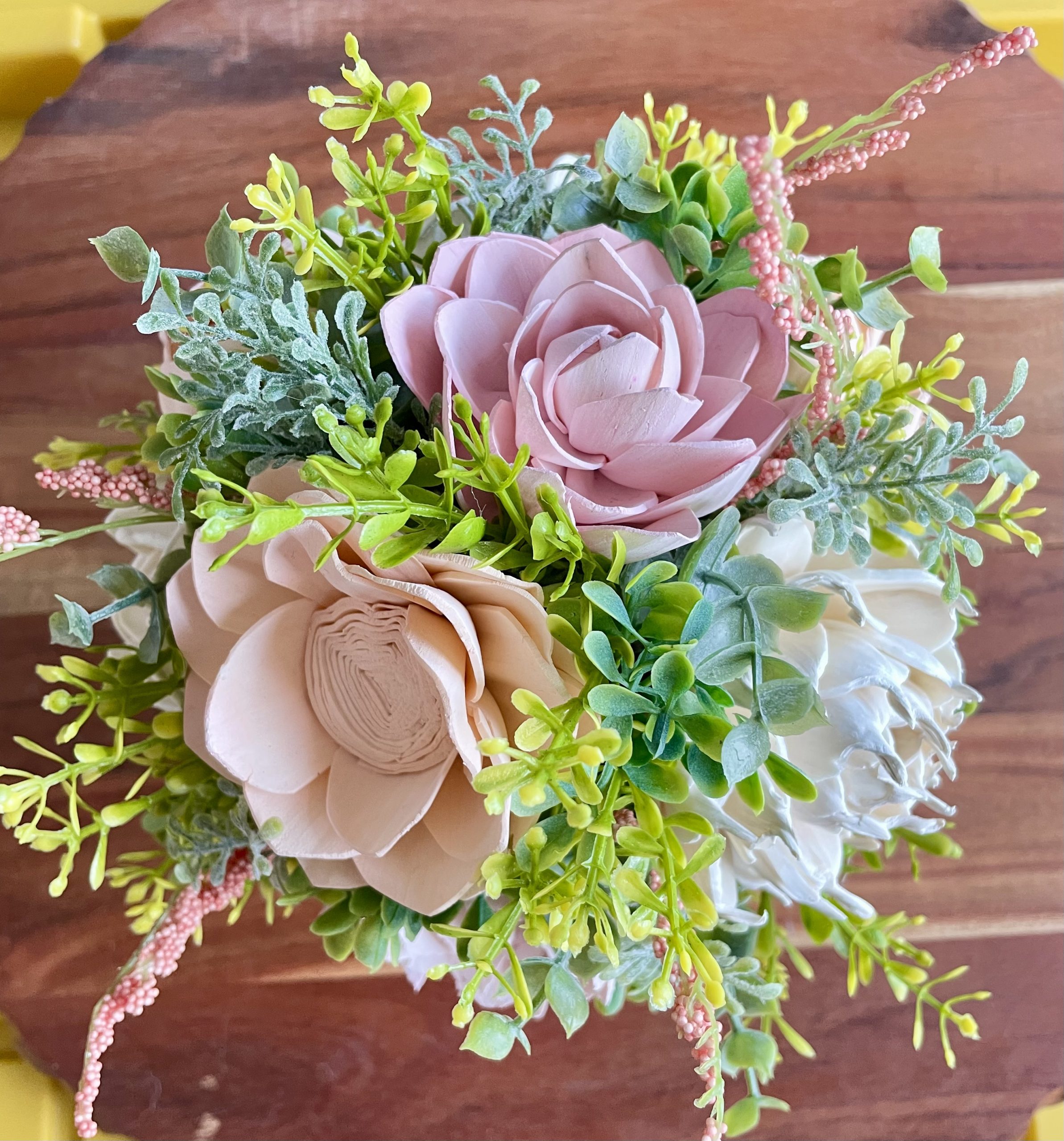 Blush Garden Wooden Floral Arrangement - Image 5
