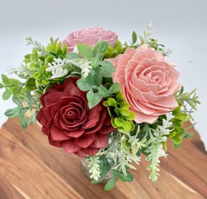 Pink and Red Bouquet Arranged in Classic Clear Vase