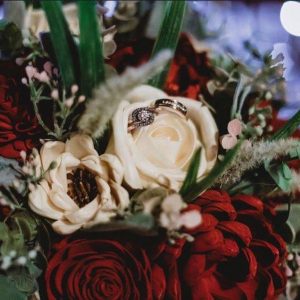Wedding Rings in Bouquet