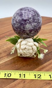 Purple Mica Crystal Sphere w/Wood Flower Holder